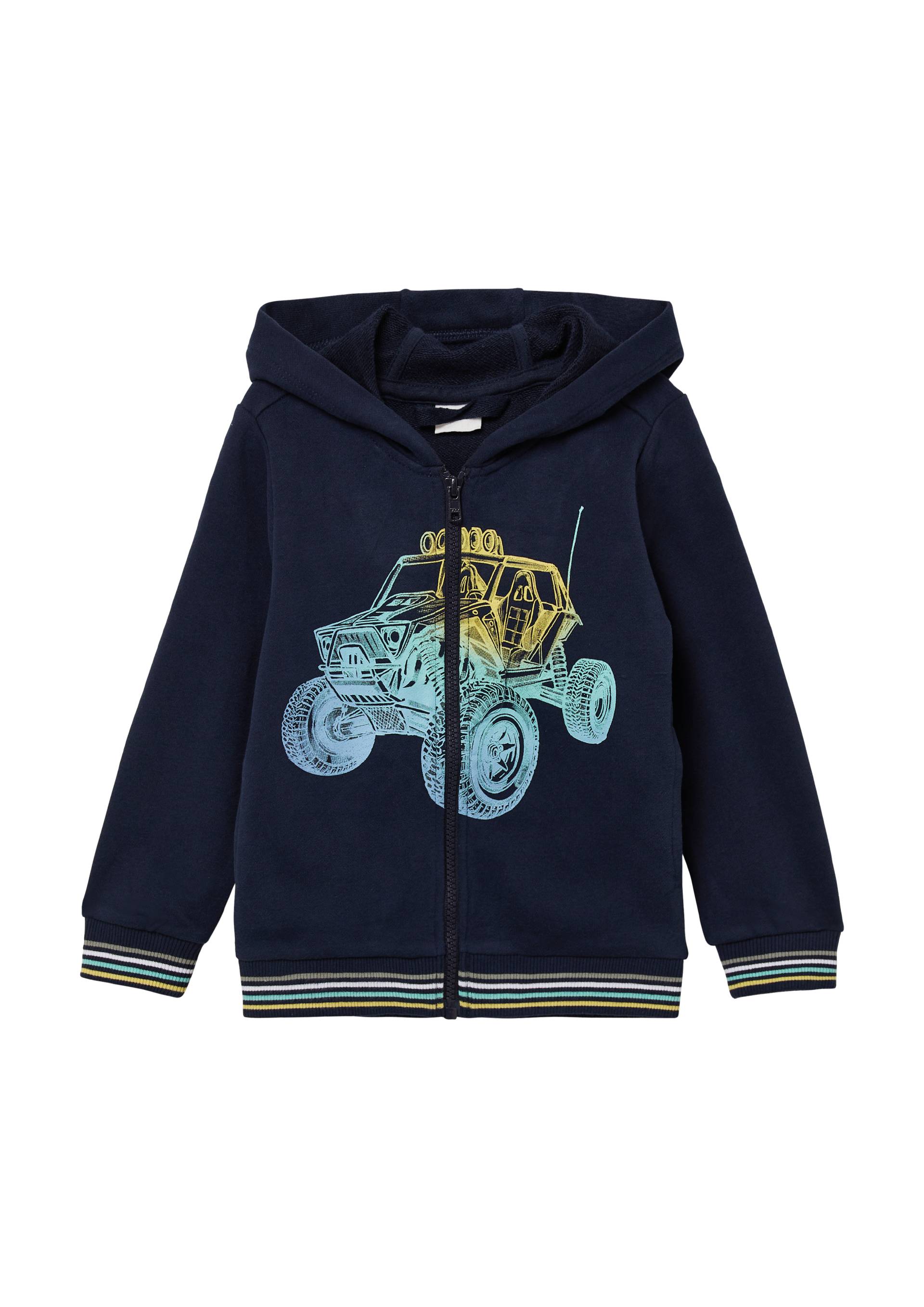 s.Oliver - Kapuzen-Sweatshirtjacke mit Frontprint, Kinder, blau von s.Oliver