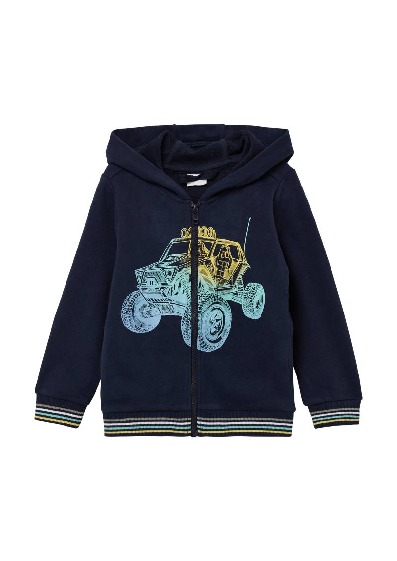 s.Oliver - Kapuzen-Sweatshirtjacke mit Frontprint, Kinder, blau von s.Oliver