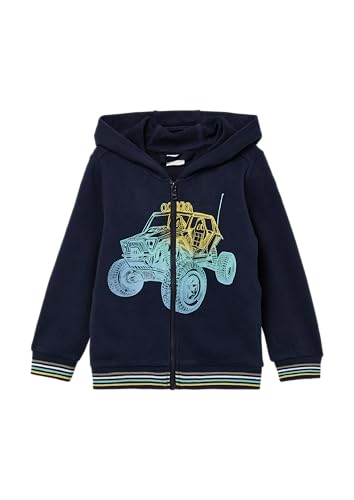 s.Oliver Kapuzen-Sweatshirtjacke mit Frontprint Navy 92/98 von s.Oliver