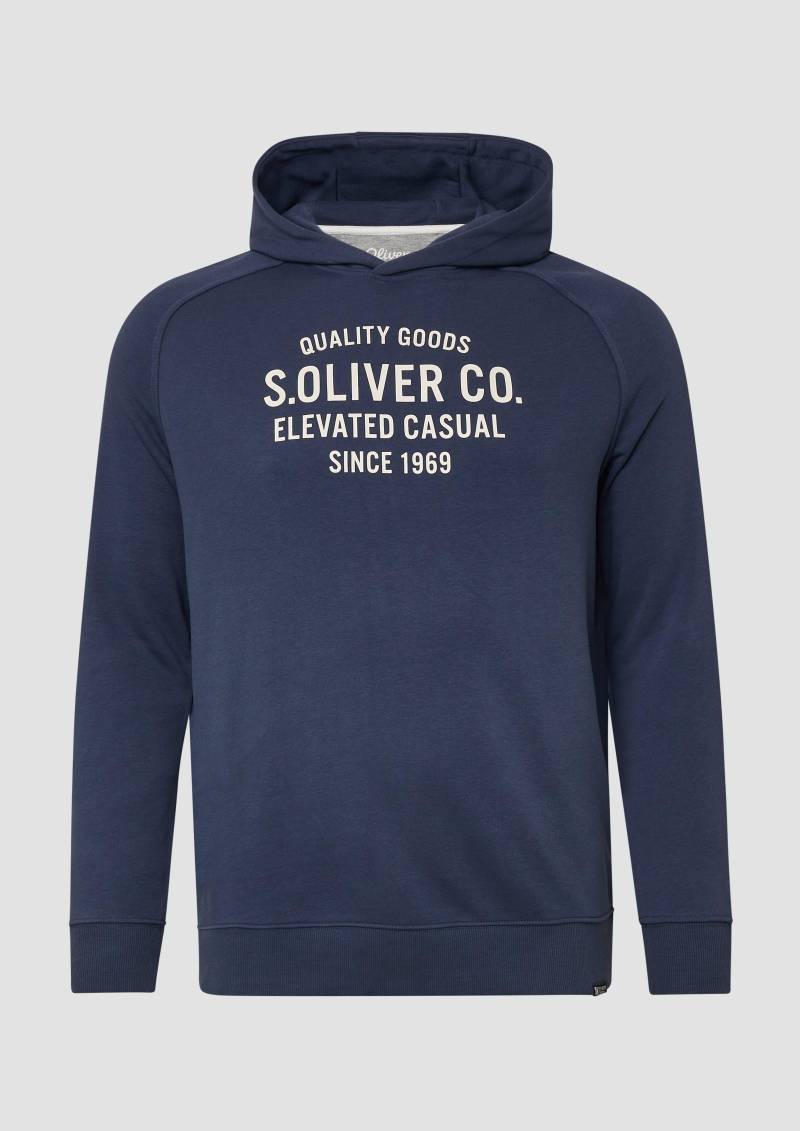 s.Oliver - Kapuzenpullover mit Raglanärmeln und Frontprint, Herren, blau von s.Oliver