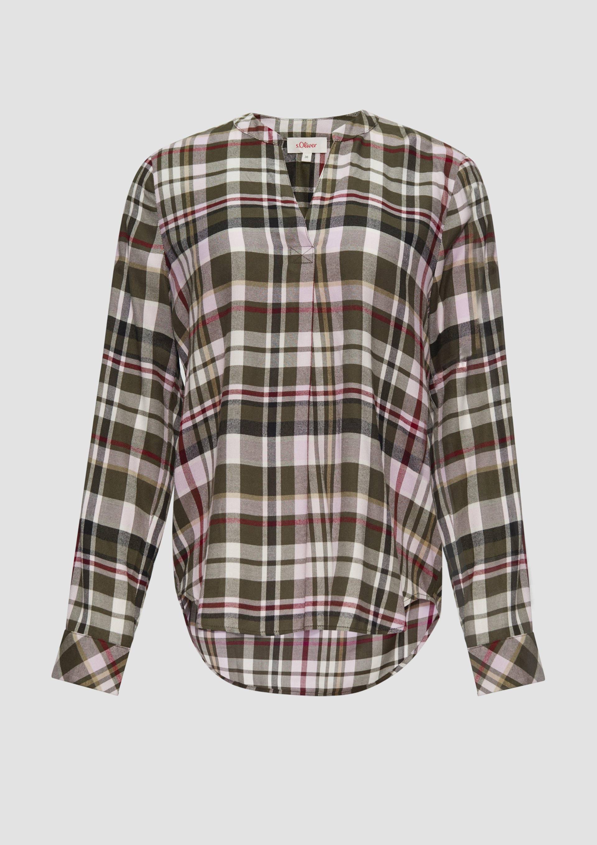 s.Oliver - Karierte Bluse aus Viskosemix und Krempel-Detail, Damen, mehrfarbig|olive s.Oliver - Karierte Bluse aus Viskosemix und Krempel-Detail, Damen, mehrfarbig|olive von s.Oliver