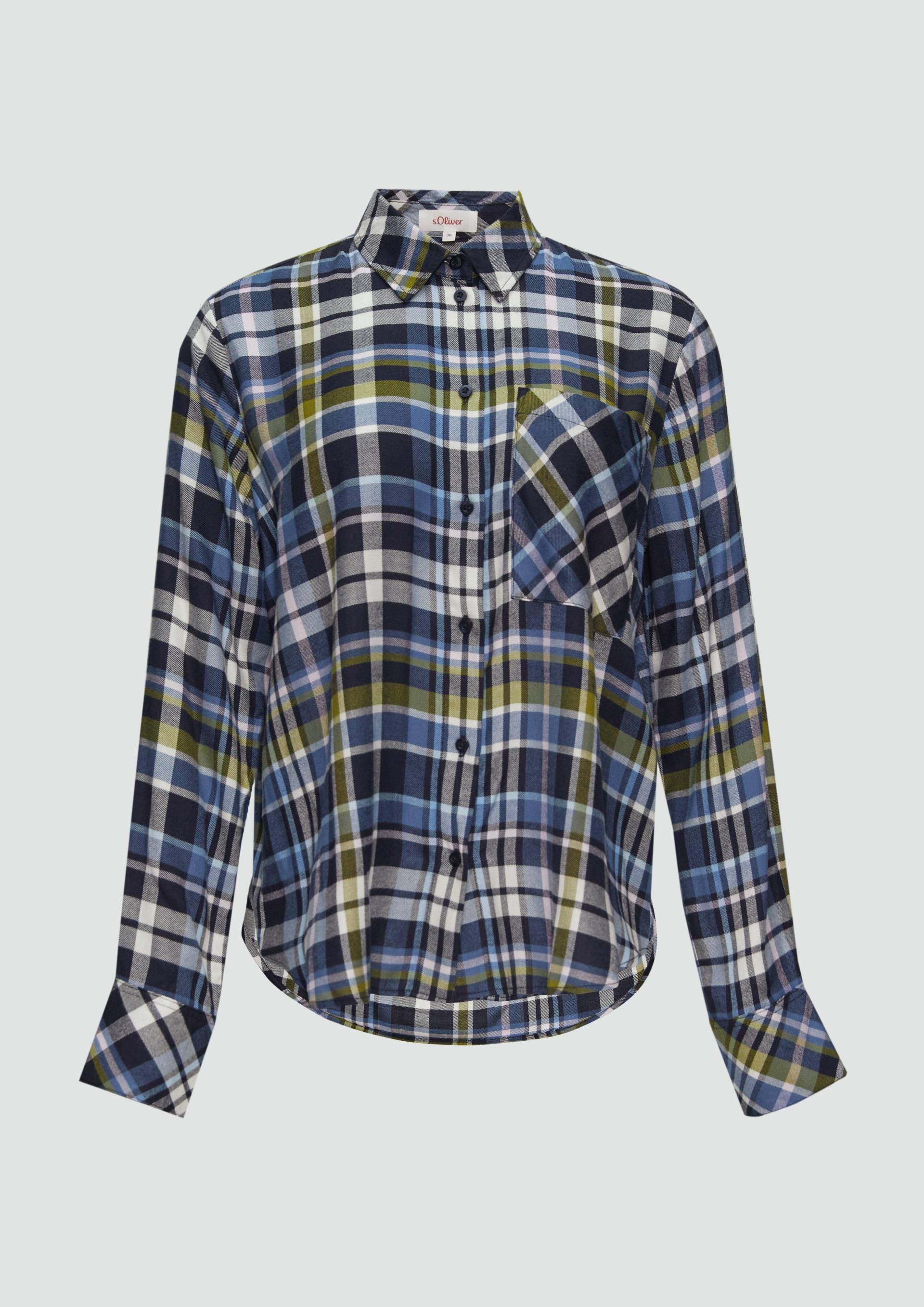 s.Oliver - Karierte Hemdbluse aus Viskosemix, Damen, blau von s.Oliver