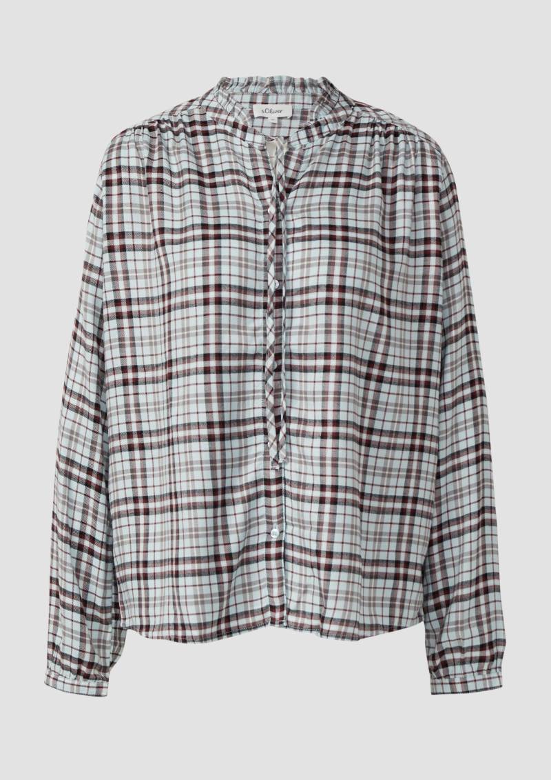 s.Oliver - Karierte Hemdbluse im Relaxed Fit mit Rüschenkragen, Damen, blau|mehrfarbig von s.Oliver