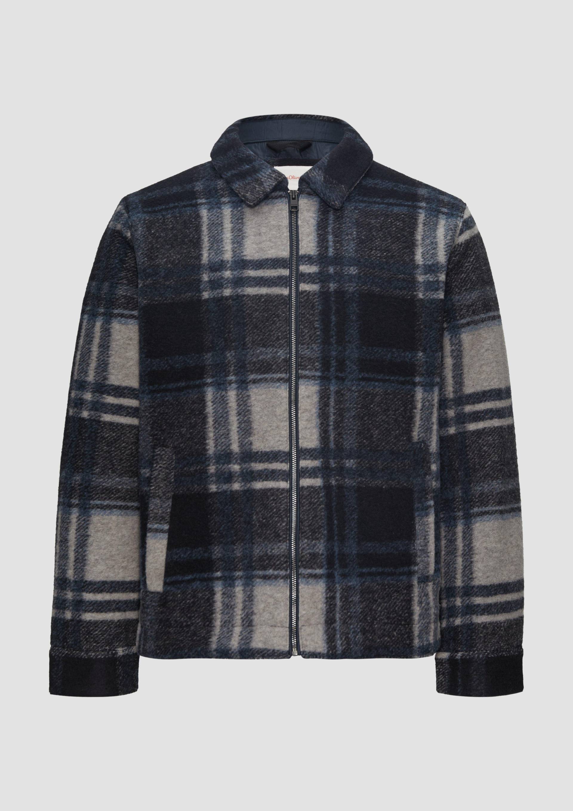 s.Oliver - Karierte Hemdjacke aus Wollmix, Herren, blau von s.Oliver