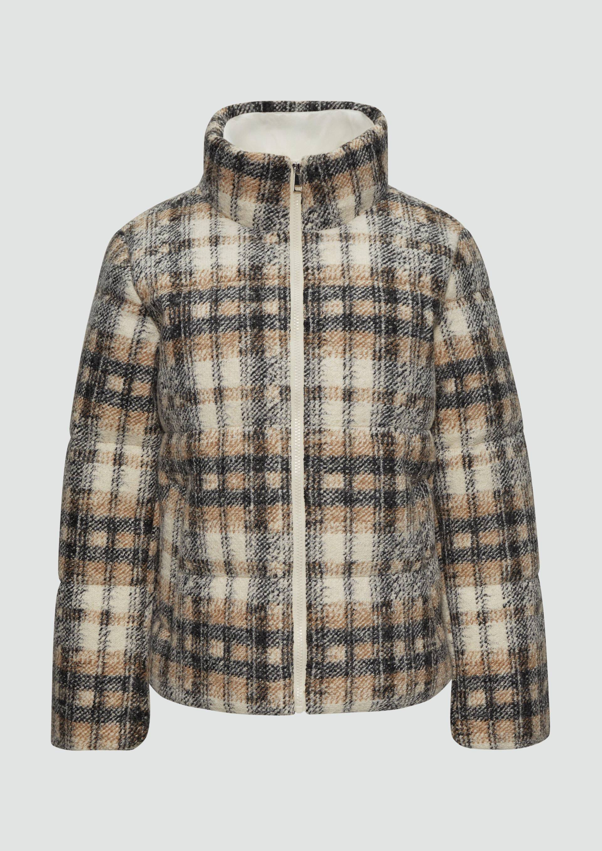s.Oliver - Karierte Pufferjacke in Woll-Optik, Damen, Beige von s.Oliver