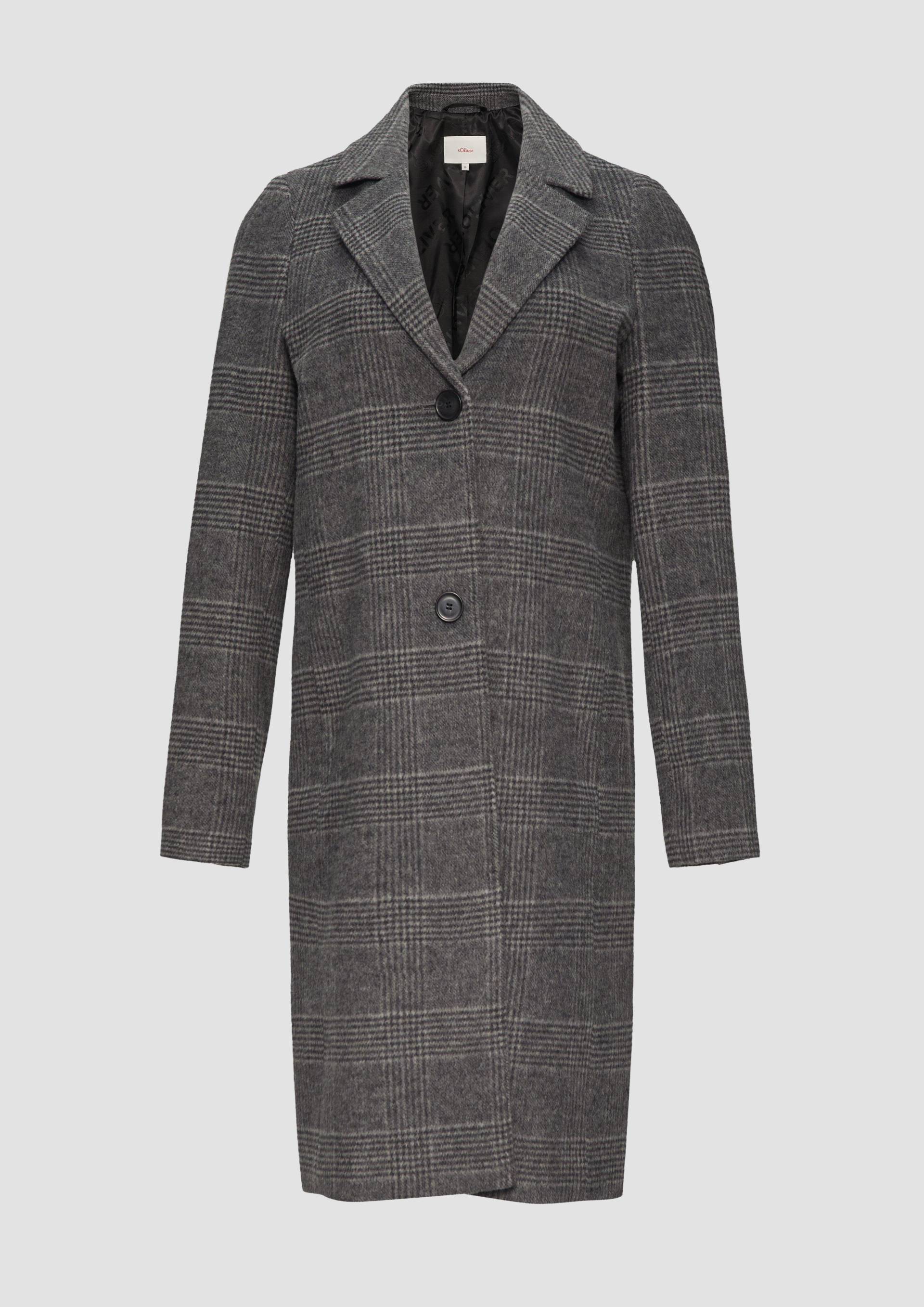 s.Oliver - Karierter Mantel aus Wollmix, Damen, grau von s.Oliver