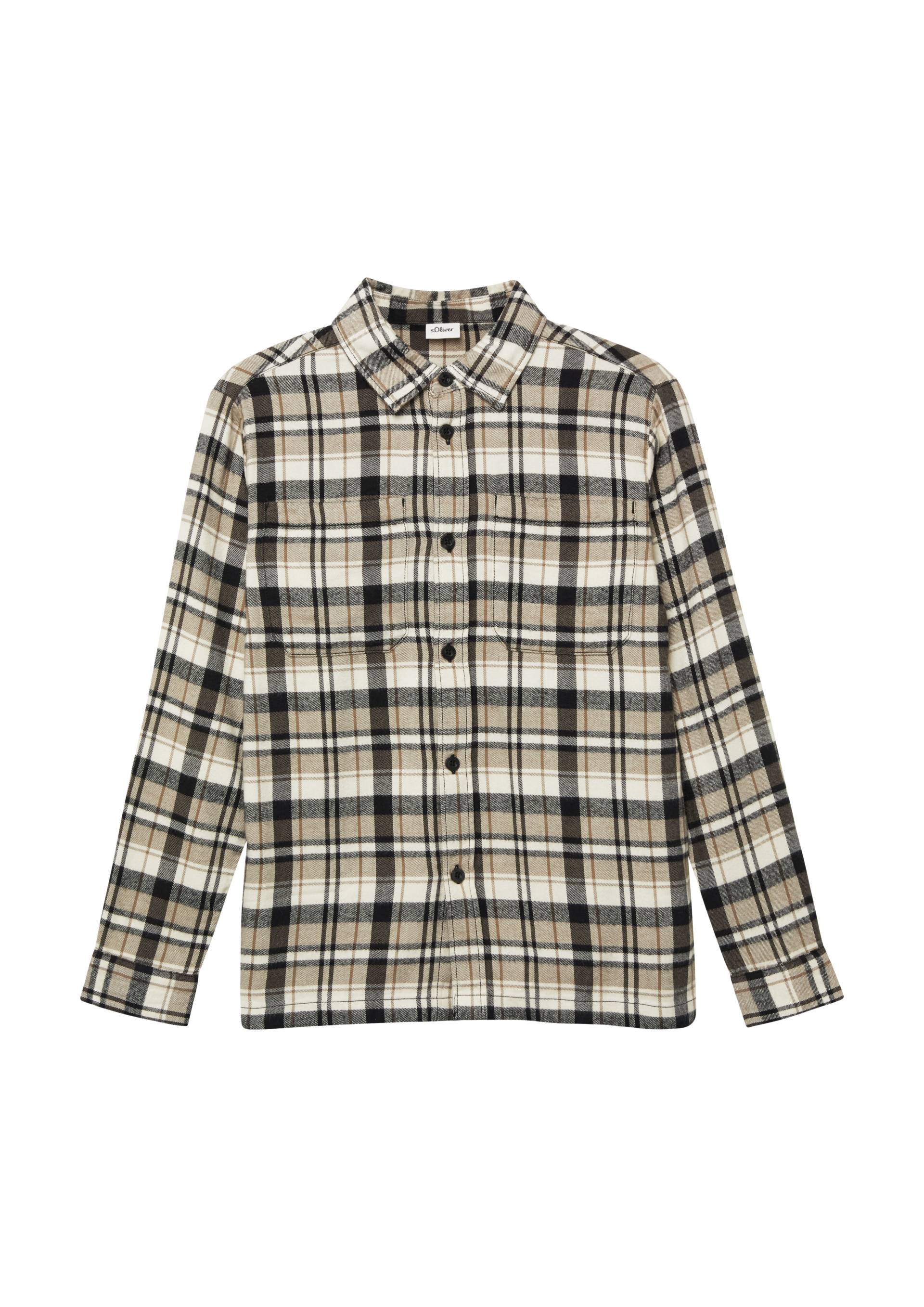 s.Oliver - Kariertes Flanellhemd mit Brusttaschen im Regular Fit, Jungen, Beige von s.Oliver