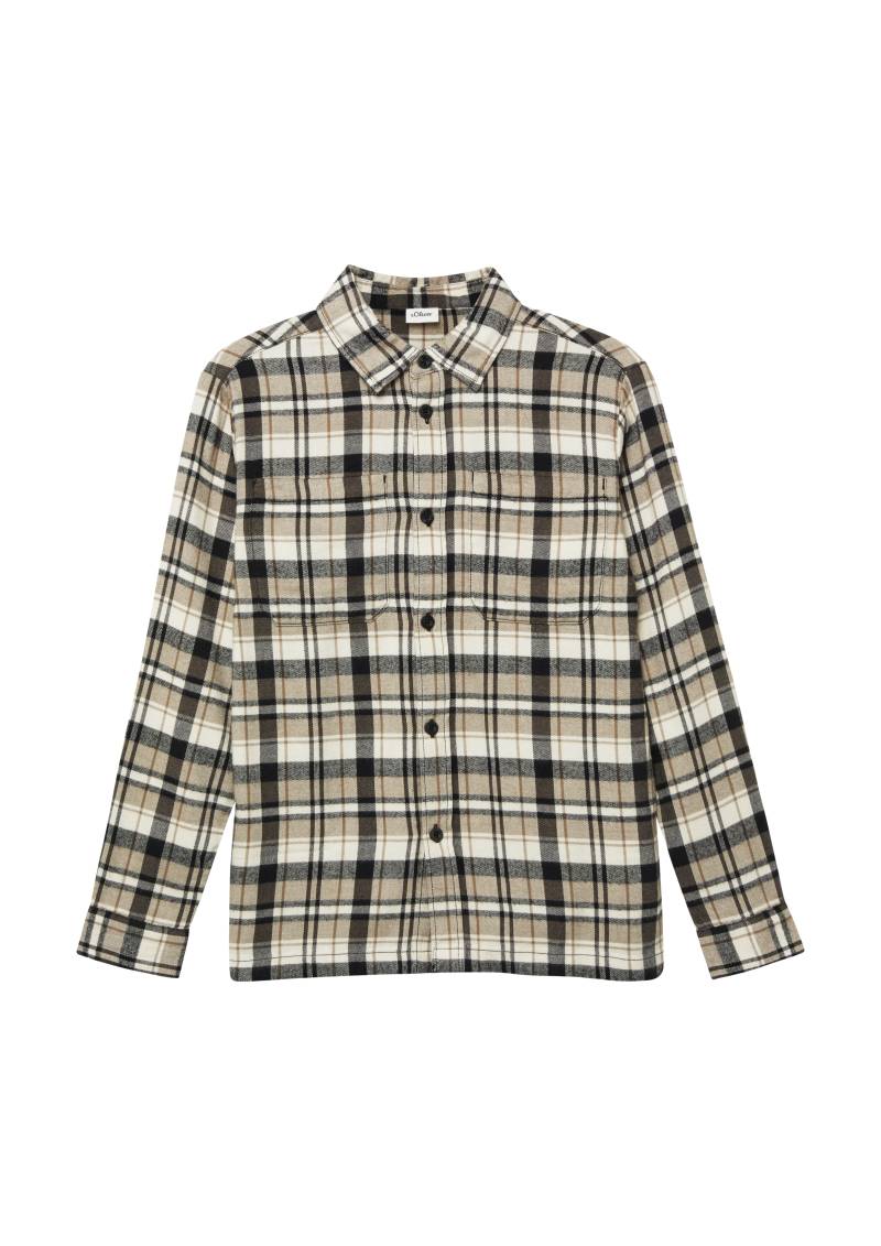 s.Oliver - Kariertes Flanellhemd mit Brusttaschen im Regular Fit, Jungen, Beige von s.Oliver