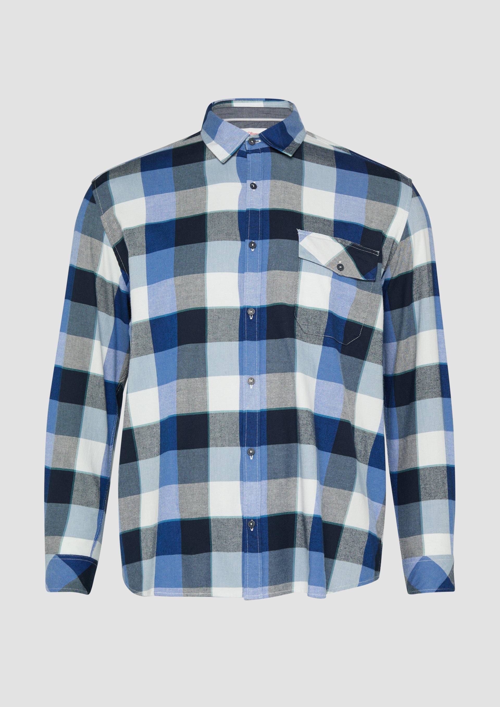 s.Oliver - Regular Fit: Kariertes Flanellhemd mit Brusttasche, Herren, blau von s.Oliver