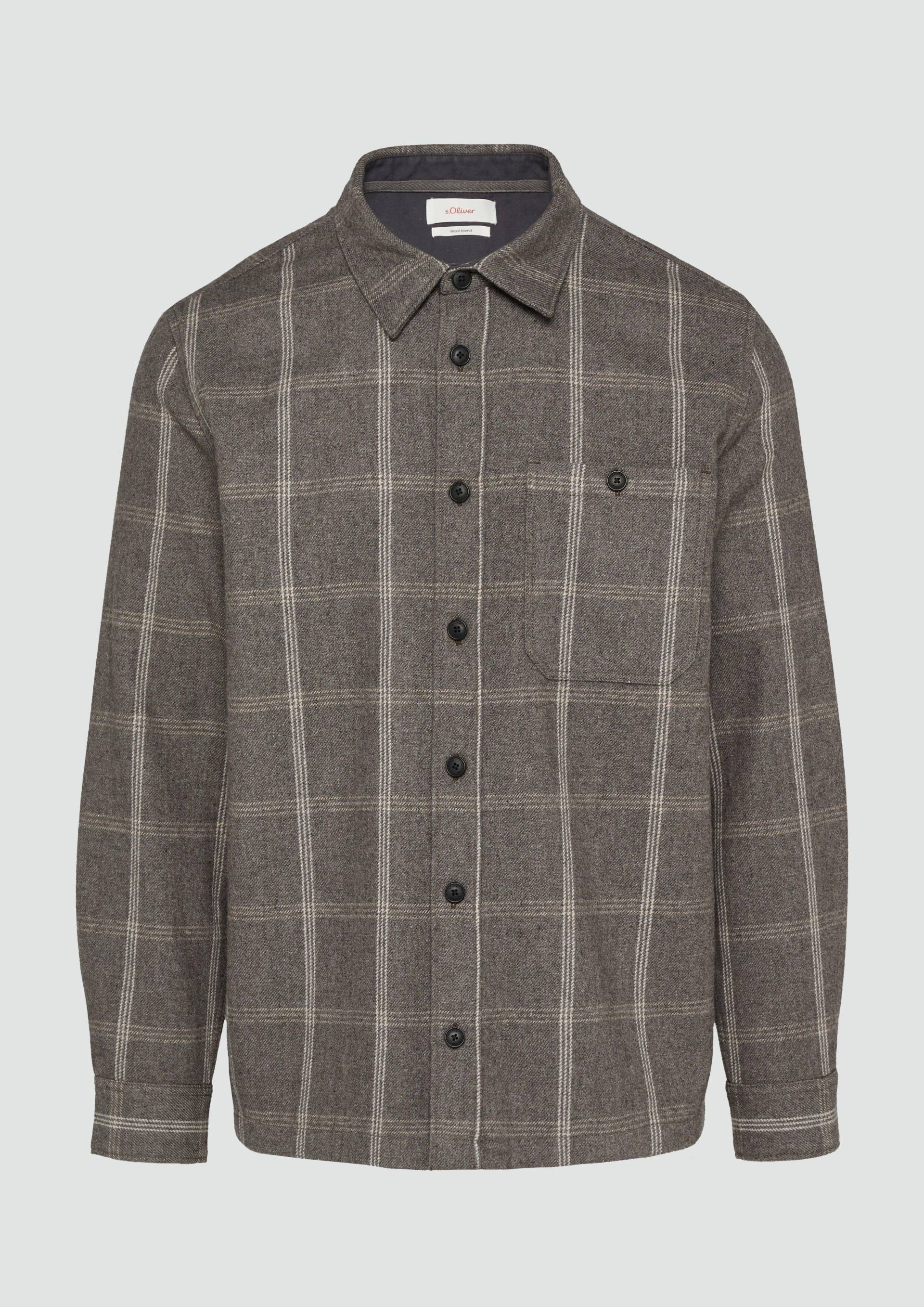 s.Oliver - Kariertes Overshirt aus Wollmix mit Brusttasche, Herren, braun von s.Oliver