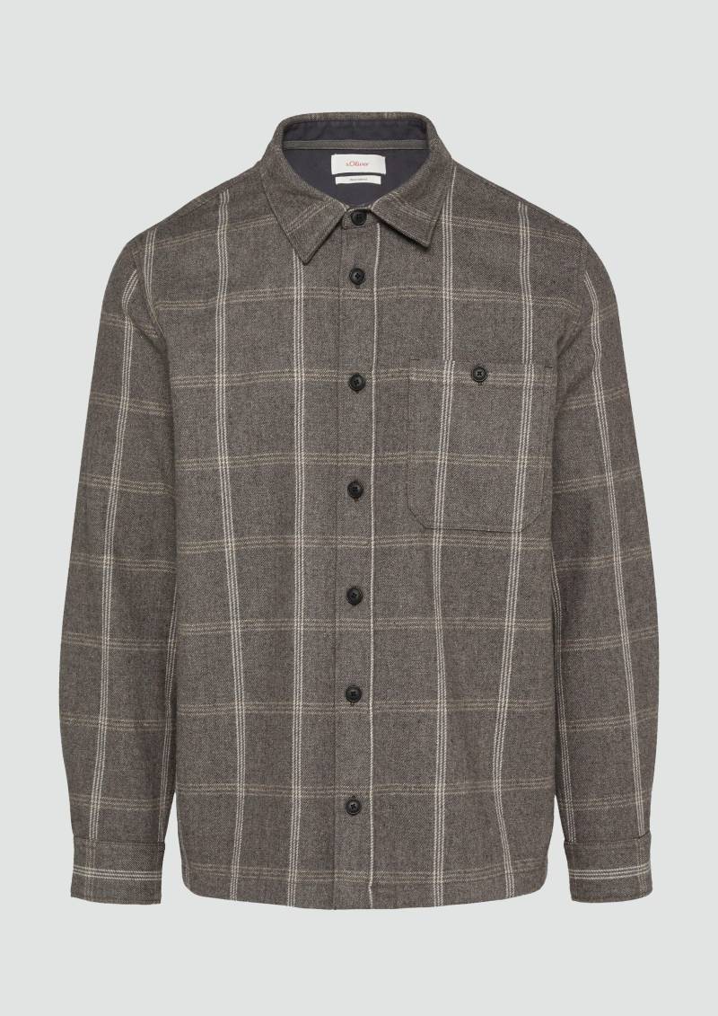 s.Oliver - Kariertes Overshirt aus Wollmix mit Brusttasche, Herren, braun von s.Oliver