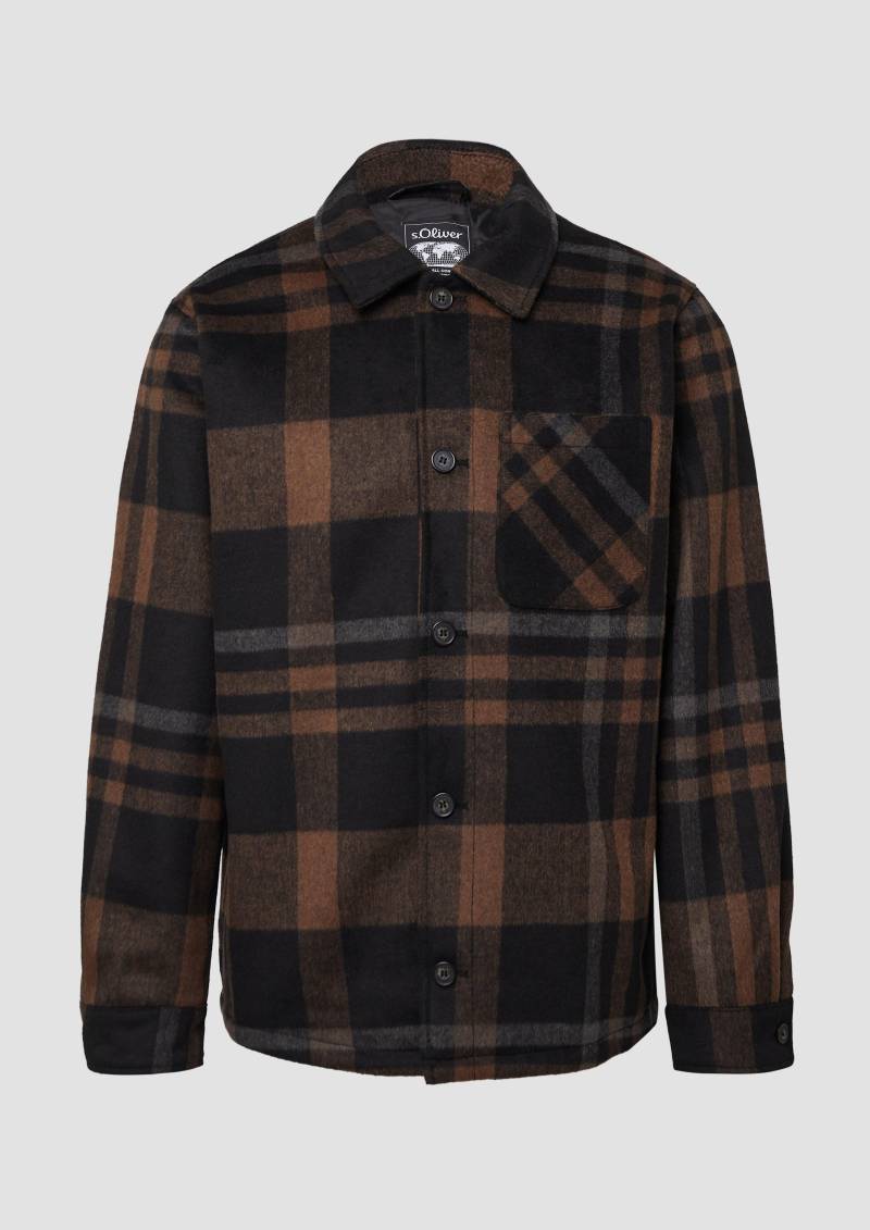 s.Oliver - Kariertes Overshirt mit seitlichen Eingrifftaschen, Herren, braun von s.Oliver