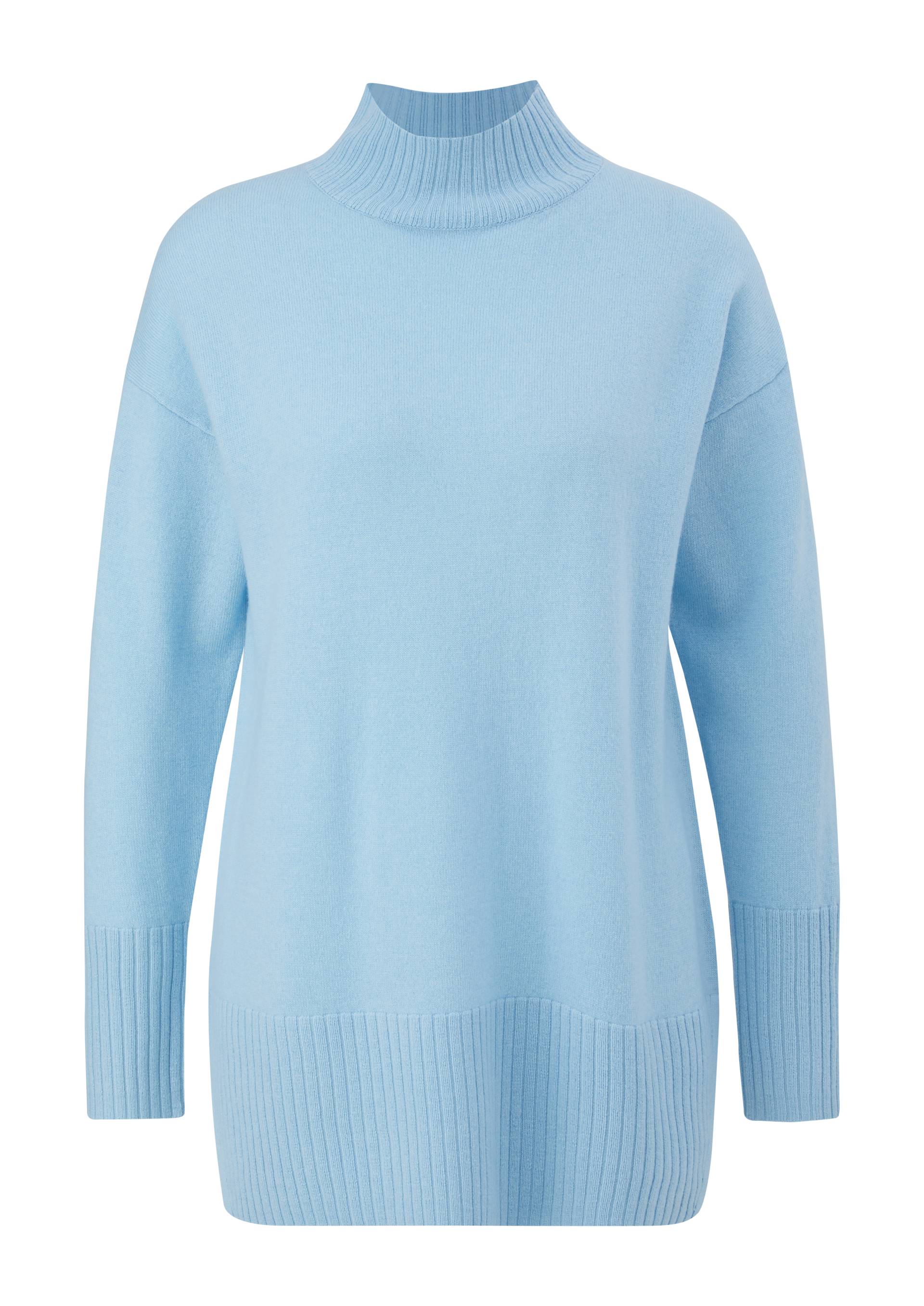 s.Oliver - Kaschmirpullover mit Rippblenden, Damen, blau von s.Oliver