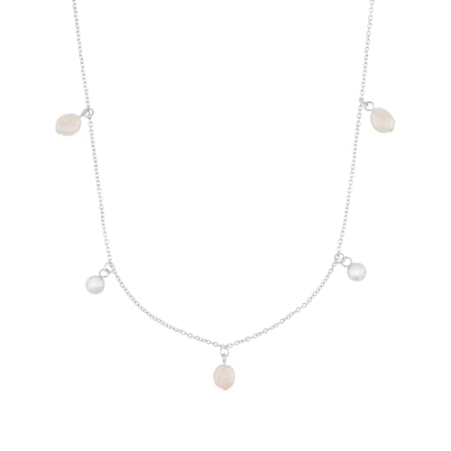 s.Oliver Kette mit Anhänger 925 Sterling Silber Damen Halsschmuck, mit Süßwasserzuchtperle, 42+3 cm, Weiß, Kommt in Schmuck Geschenk Box, 2037815 von s.Oliver