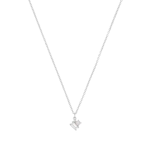 s.Oliver Kette mit Anhänger 925 Sterling Silber Damen Halsschmuck, mit Zirkonia synth., mit Muschelkernperle, 42+3 cm, Weiß, Kommt in Schmuck Geschenk Box, 2039696 von s.Oliver