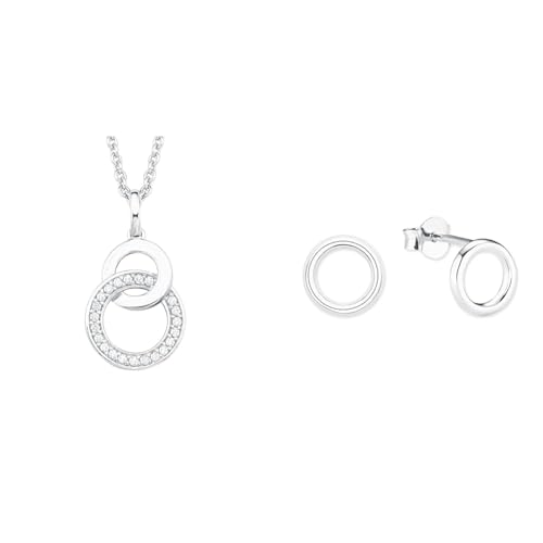 s.Oliver Kette mit Anhänger 925 Sterling Silber Damen Halsschmuck & Ohrstecker 925 Sterling Silber Damen Ohrschmuck, 0,8 cm, Silber, Kommt in Schmuck Geschenk Box, 2021807 von s.Oliver