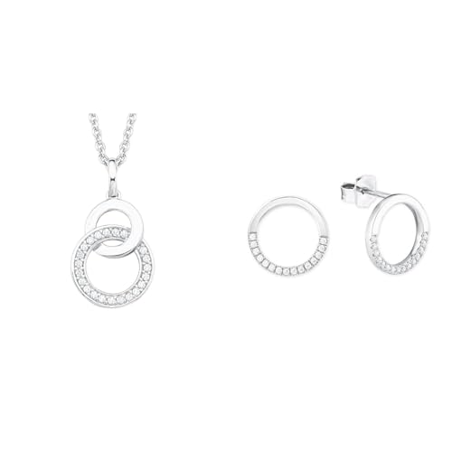 s.Oliver Kette mit Anhänger 925 Sterling Silber Damen Halsschmuck & Ohrstecker 925 Sterling Silber Damen Ohrschmuck, mit Zirkonia synth., 1,2 cm, Silber, Kommt in Schmuck Geschenk Box, 2018676 von s.Oliver