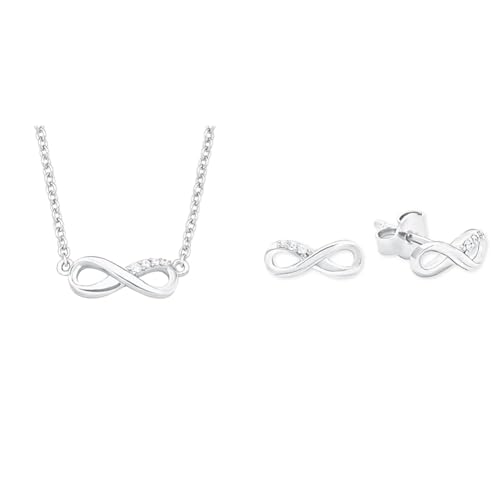 s.Oliver Damen Schmuck-Set: Kette mit Anhänger & Ohrstecker, 925 Sterling Silber, Zirkonia, Infinity, 40+5 cm, Silber, Feierliche Anlässe von s.Oliver
