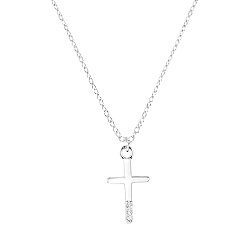 s.Oliver Kette mit Anhänger 925 Sterling Silber Mädchen Kinder Halsschmuck, mit Zirkonia synth., 37+3 cm, Silber, Kreuz, Kommt in Schmuck Geschenk Box, 2035514 von s.Oliver