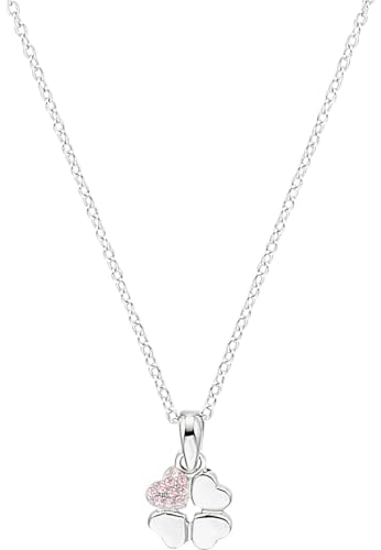 s.Oliver Kette mit Anhänger 925 Sterling Silber Mädchen Kinder Halsschmuck, mit Zirkonia synth., 37+3 cm, Silber, Kleeblatt, Kommt in Schmuck Geschenk Box, 2037847 von s.Oliver