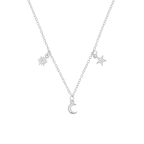 s.Oliver Kette mit Anhänger 925 Sterling Silber Mädchen Kinder Halsschmuck, mit Zirkonia synth., 37+3 cm, Silber, Mond, Kommt in Schmuck Geschenk Box, 2036883 von s.Oliver