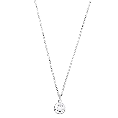 s.Oliver Kette mit Anhänger 925 Sterling Silber Unisex Mädchen Jungen Halsschmuck, 37+3 cm, Silber, Smiley, Kommt in Schmuck Geschenk Box, 2034154 von s.Oliver