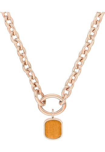 s.Oliver Kette mit Anhänger Edelstahl Damen Halsschmuck, mit Aventurin, 45+5 cm, Roségold, Kommt in Schmuck Geschenk Box, 2037969 von s.Oliver