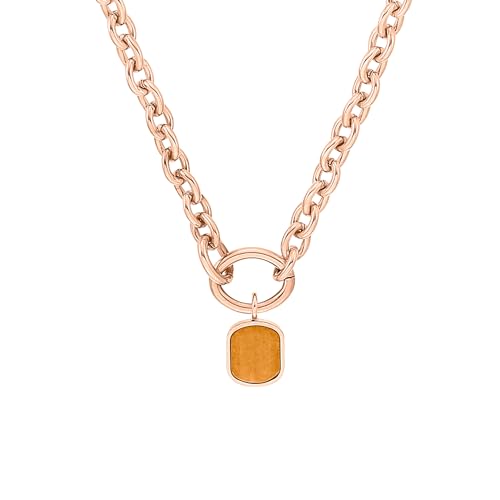 s.Oliver Kette mit Anhänger Edelstahl Damen Halsschmuck, mit Aventurin, 45+5 cm, Roségold, Kommt in Schmuck Geschenk Box, 2037969 von s.Oliver