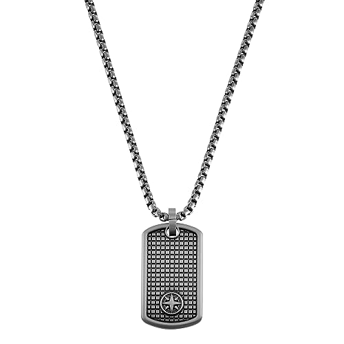 s.Oliver Kette mit Anhänger Edelstahl Herren Halsschmuck, 55+5 cm, Grau, Kompass, Kommt in Schmuck Geschenk Box, 2036846 von s.Oliver