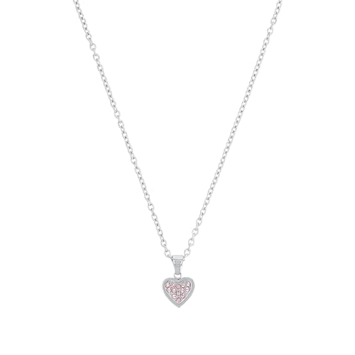 s.Oliver Kette mit Anhänger Edelstahl Mädchen Kinder Halsschmuck, mit Kristallglas, 37+3 cm, Silber, Herz, Kommt in Schmuck Geschenk Box, 2036826 von s.Oliver