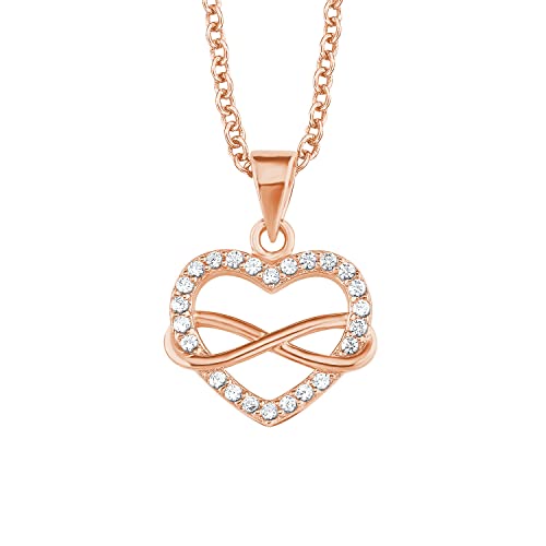 s.Oliver Kette mit Herz Anhänger und Infinity-Symbol für Damen, Zirkonia und 925 Sterling Silber, Rosévergoldet von s.Oliver