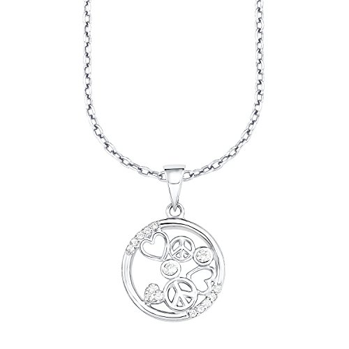 s.Oliver Kinder-Kette mit Anhänger Peace 925 Silber rhodiniert Zirkonia weiß 40 cm - 522670 von s.Oliver