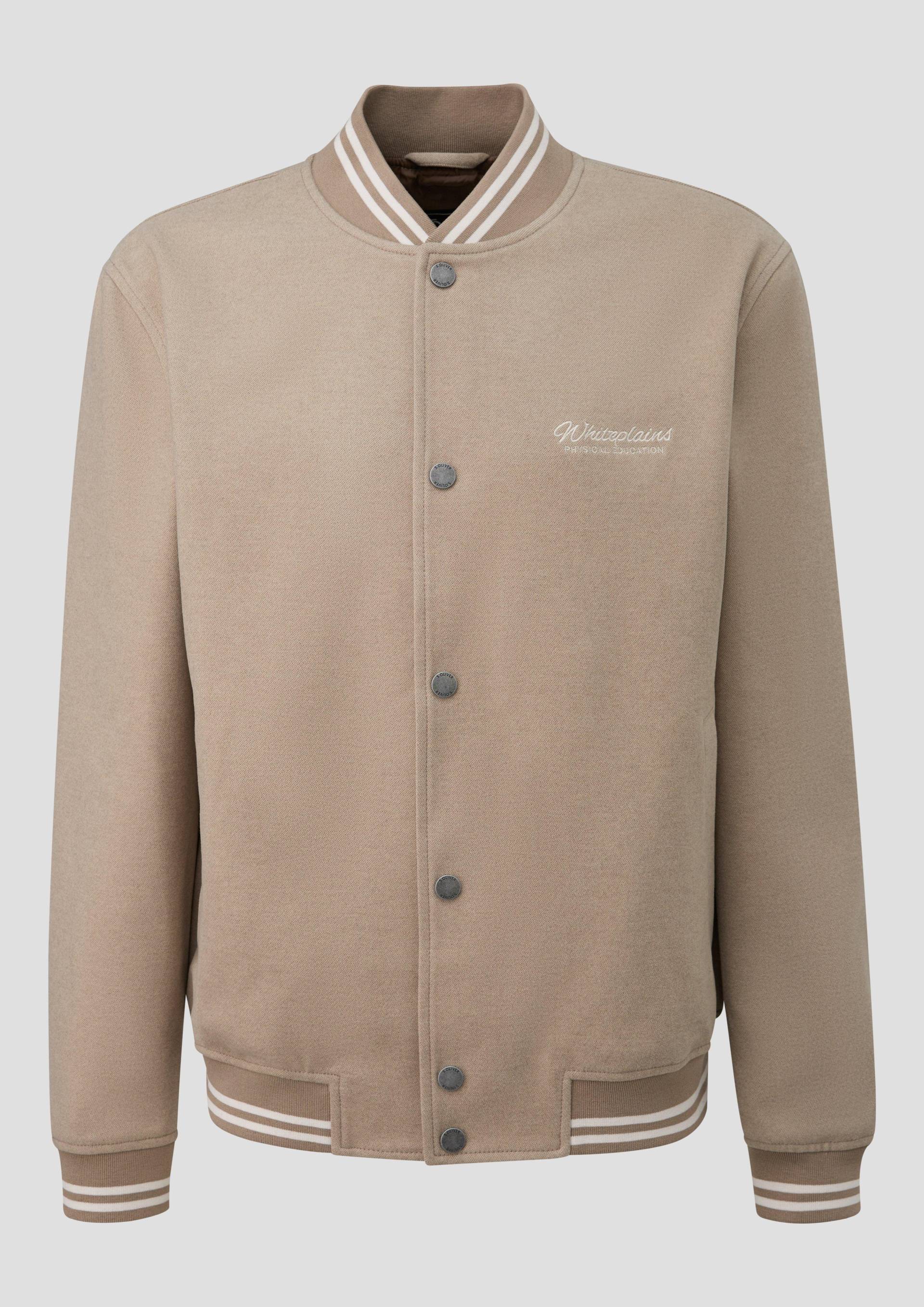 s.Oliver - Softe College-Jacke mit Stickerei, Herren, Beige von s.Oliver