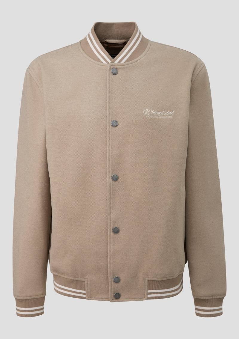 s.Oliver - Softe College-Jacke mit Stickerei, Herren, Beige von s.Oliver
