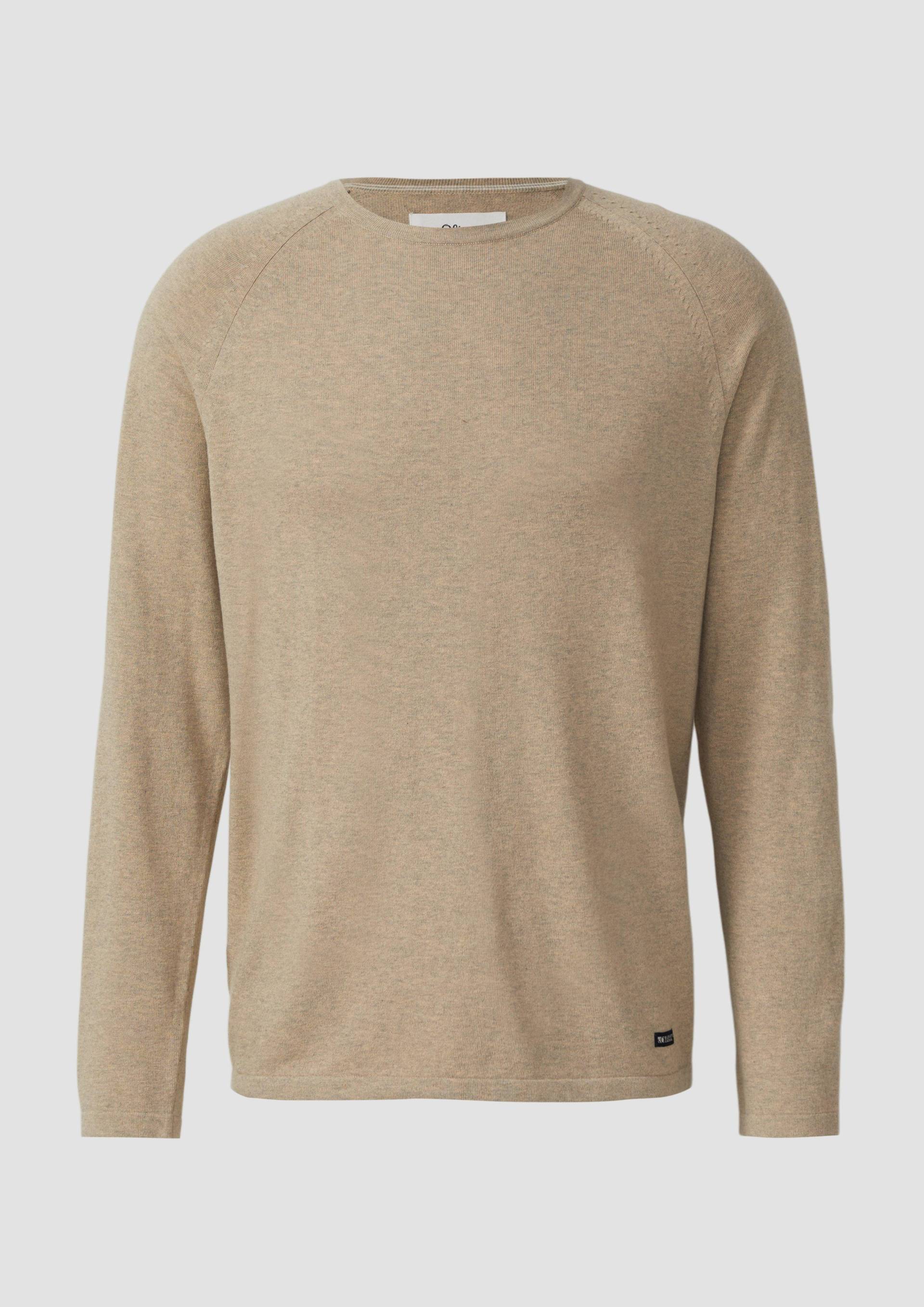 s.Oliver - Raglanpullover aus reiner Baumwolle, Herren, Beige von s.Oliver
