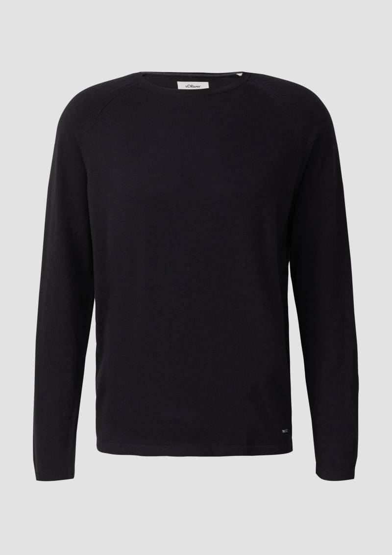 s.Oliver - Raglanpullover aus reiner Baumwolle, Herren, schwarz von s.Oliver