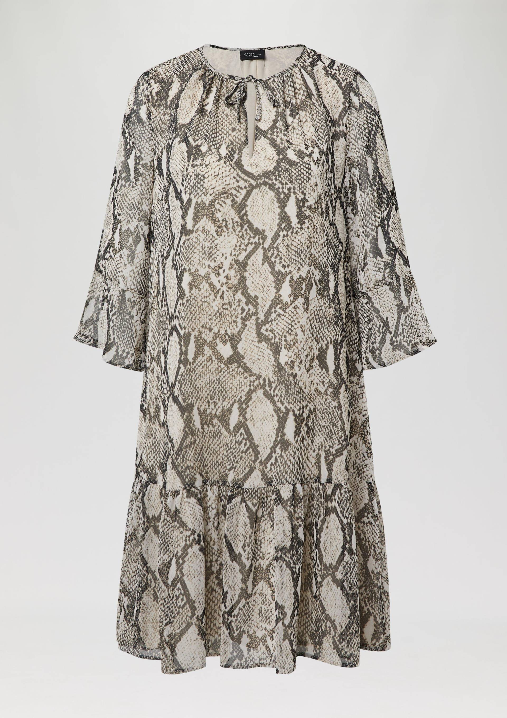 s.Oliver - Kleid mit Schlangen-Print und Viskosefutter, Damen, Beige von s.Oliver