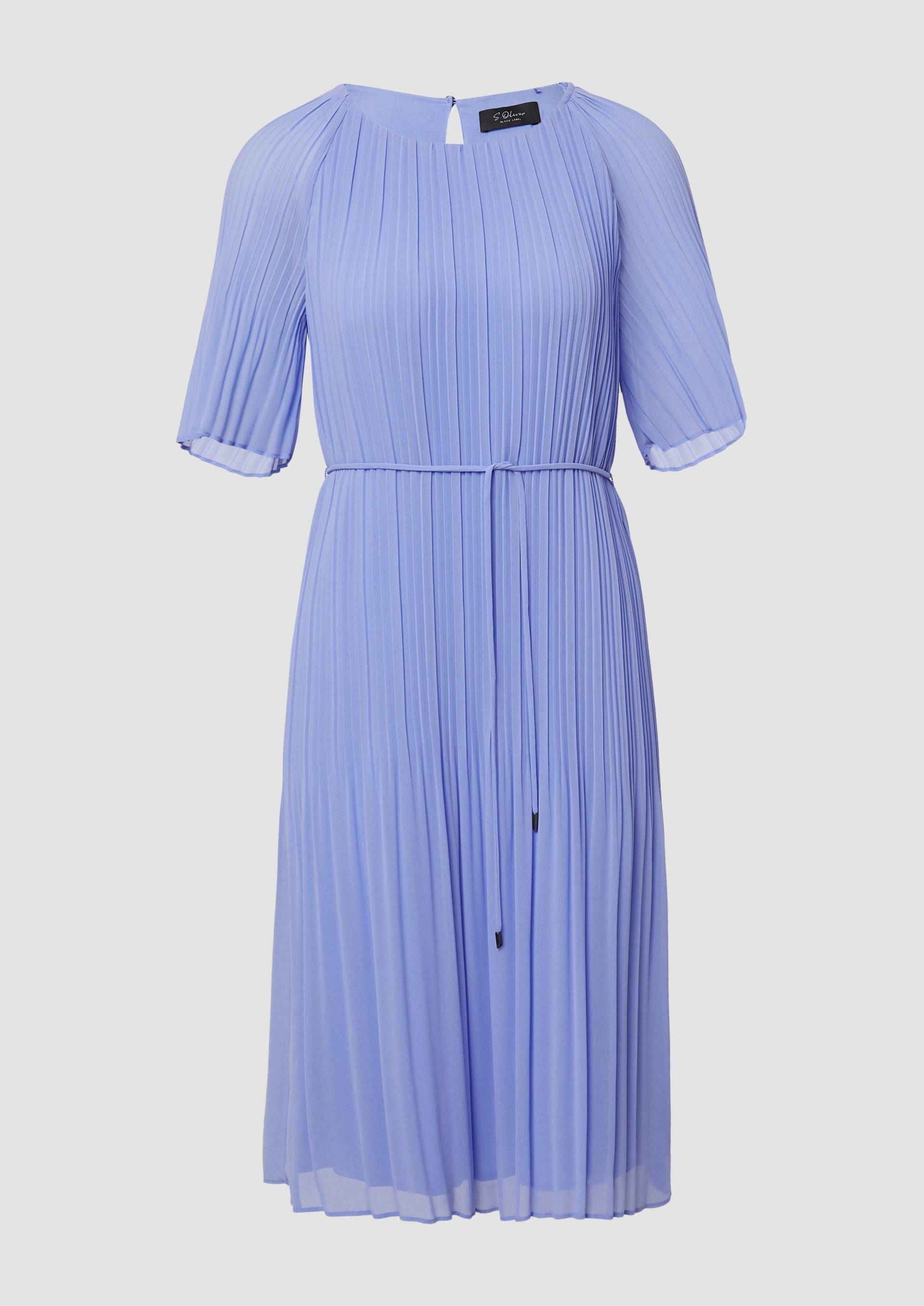 s.Oliver - Plissiertes Chiffon-Kleid mit Raglanärmeln, Damen, blau von s.Oliver