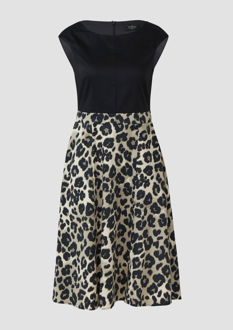 s.Oliver - Ausgestelltes Etuikleid mit Leo-Rock, Damen, schwarz|mehrfarbig|beige von s.Oliver