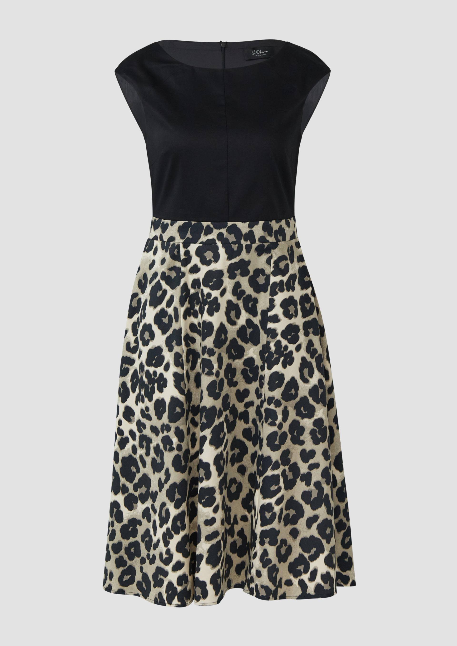 s.Oliver - Ausgestelltes Etuikleid mit Leo-Rock, Damen, schwarz|mehrfarbig|beige von s.Oliver