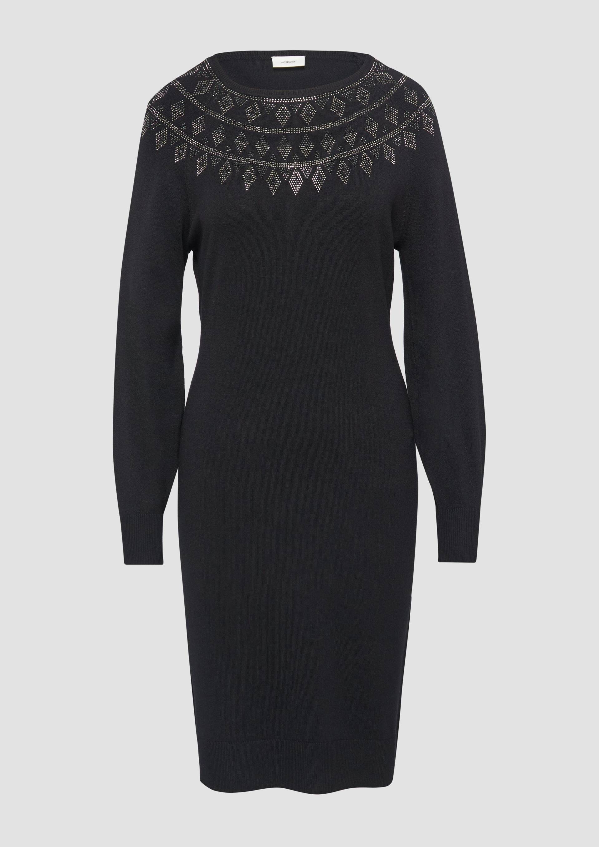 s.Oliver - Feinstrickkleid mit Strass-Details, Damen, schwarz von s.Oliver