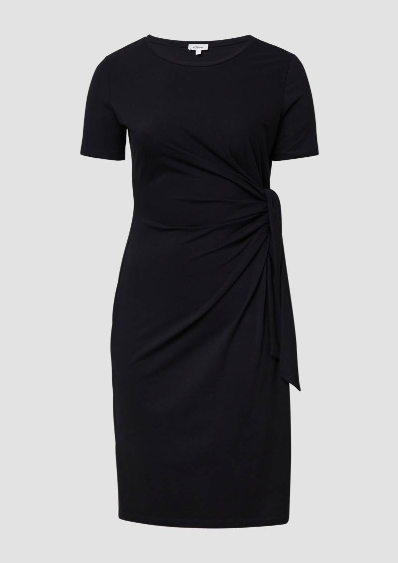 s.Oliver - Jersey-Kleid mit Knotendetail und Raffung, Damen, schwarz von s.Oliver