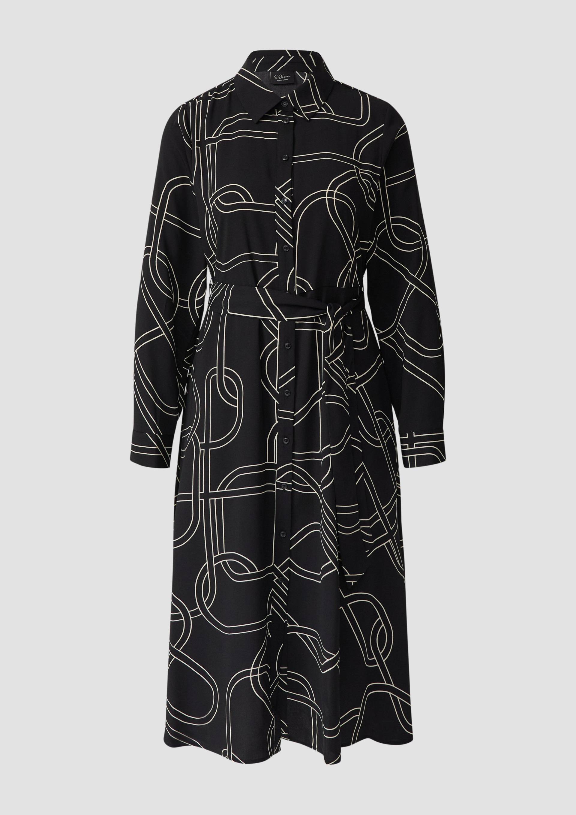 s.Oliver - Hemdblusenkleid mit Eingrifftaschen und Bindegürtel, Damen, schwarz von s.Oliver