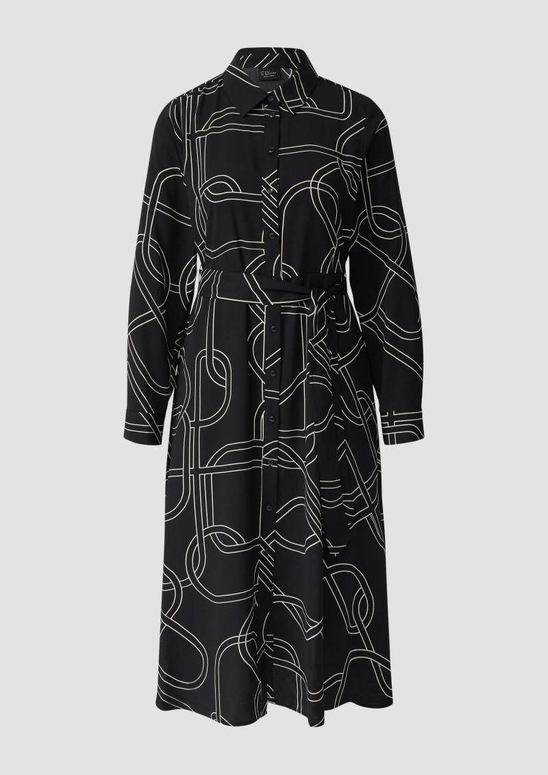 s.Oliver - Hemdblusenkleid mit Eingrifftaschen und Bindegürtel, Damen, schwarz von s.Oliver