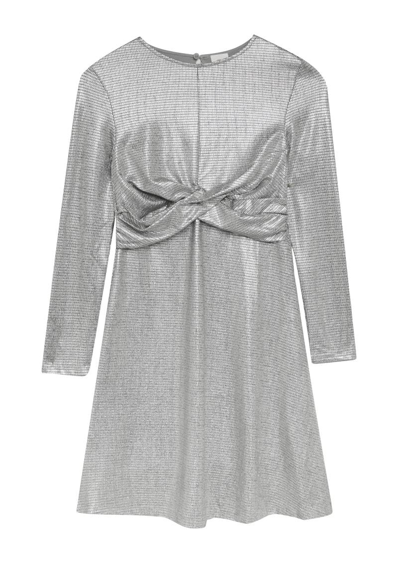 s.Oliver - Kleid mit Wickel-Detail in Metallic-Optik, Mädchen, silber von s.Oliver