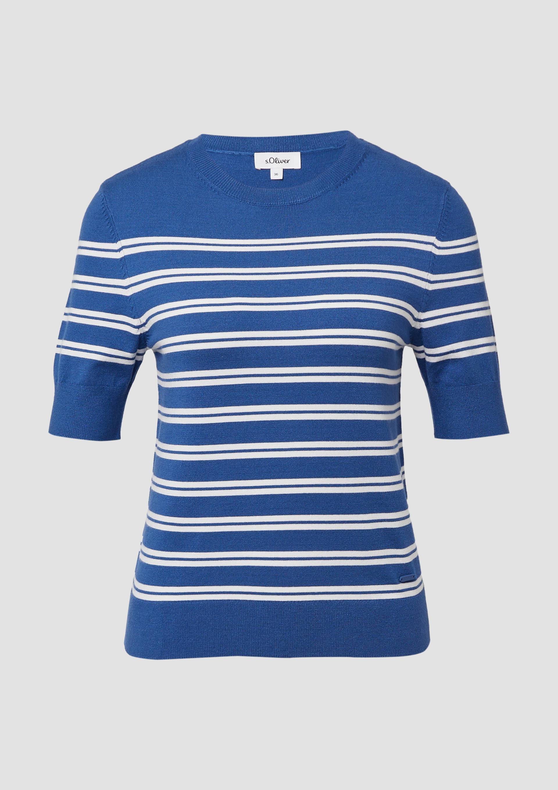 s.Oliver - Kurzarm-Strickpullover aus Viskosemix, Damen, blau von s.Oliver
