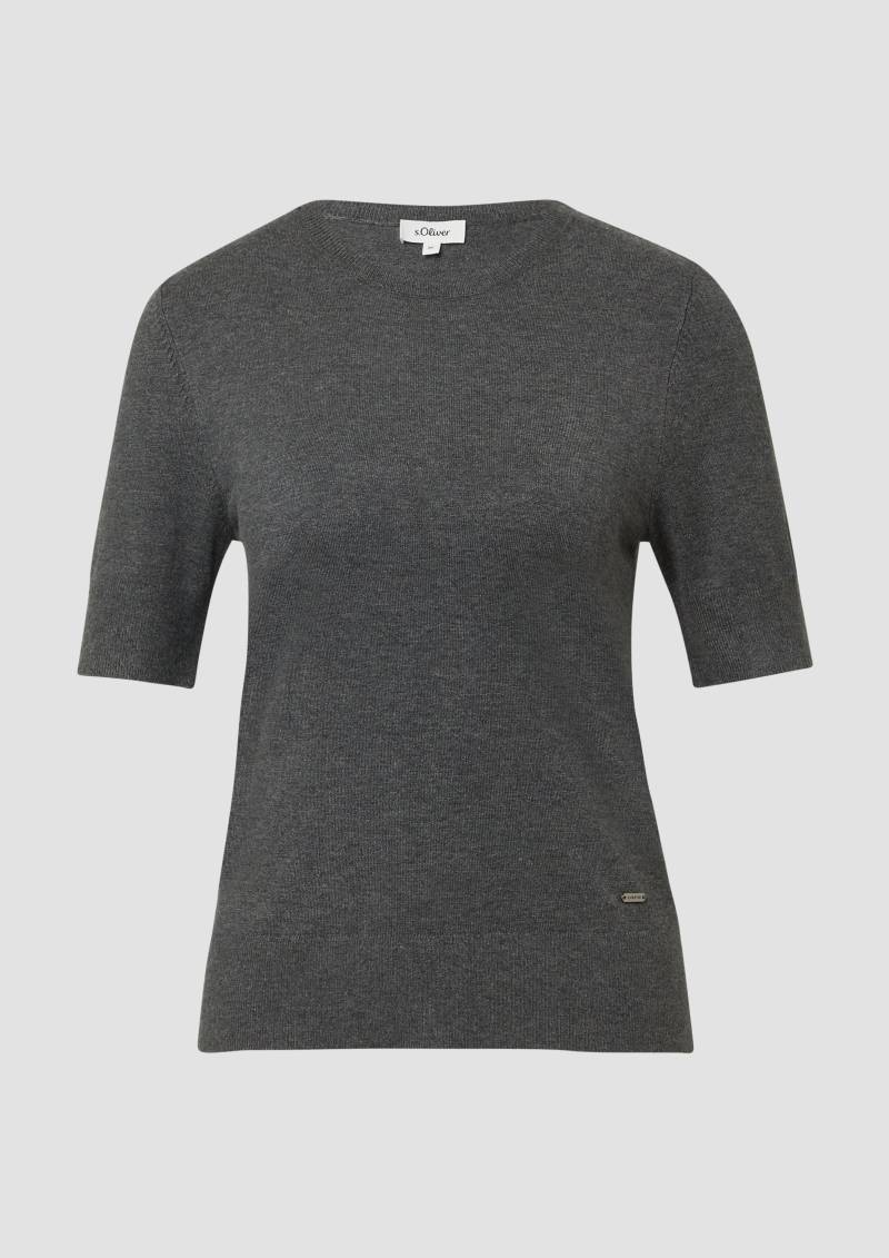 s.Oliver - Kurzärmeliger Strickpullover aus Viskosemix, Damen, grau von s.Oliver
