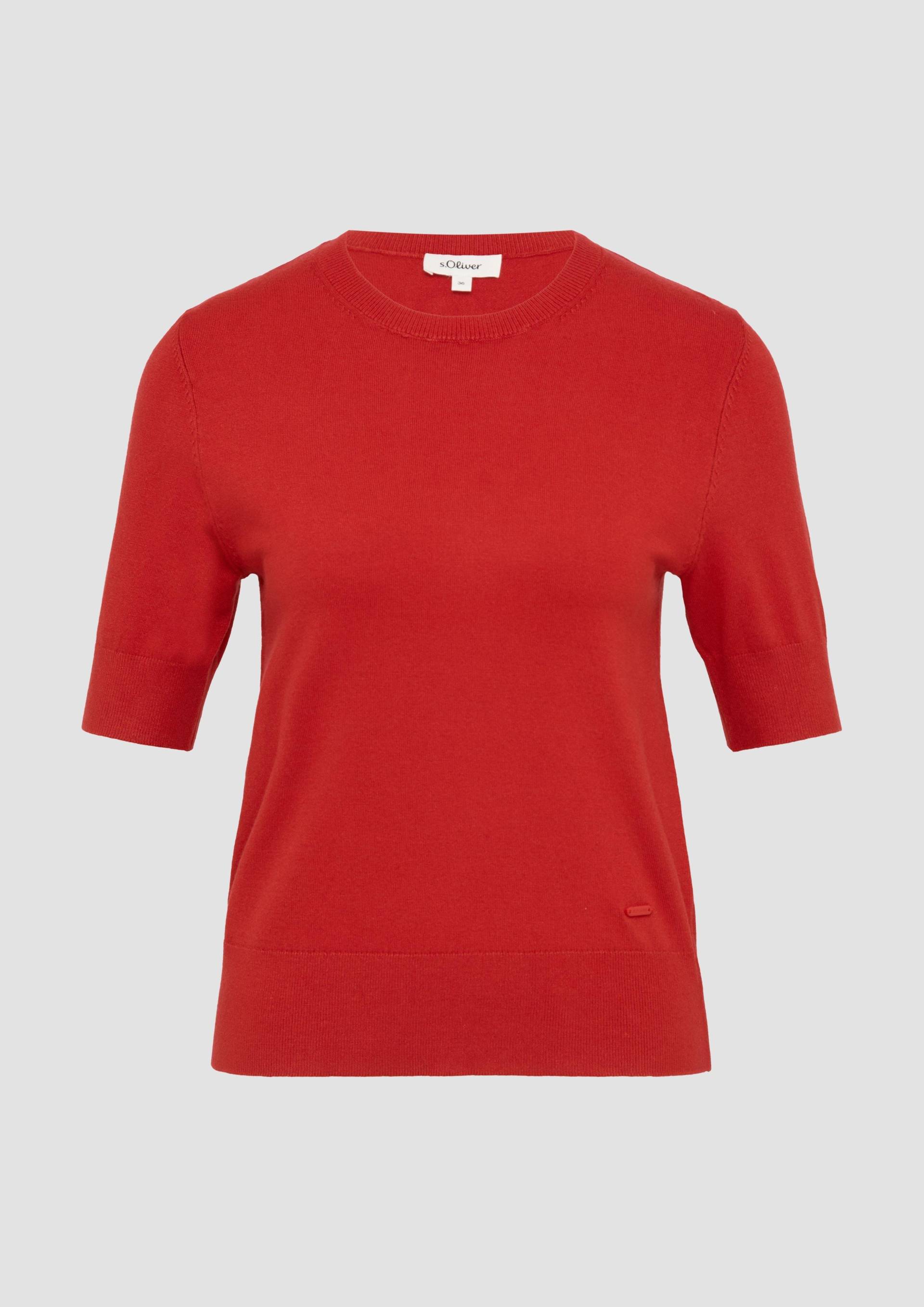 s.Oliver - Kurzärmeliger Strickpullover aus Viskosemix, Damen, rot von s.Oliver