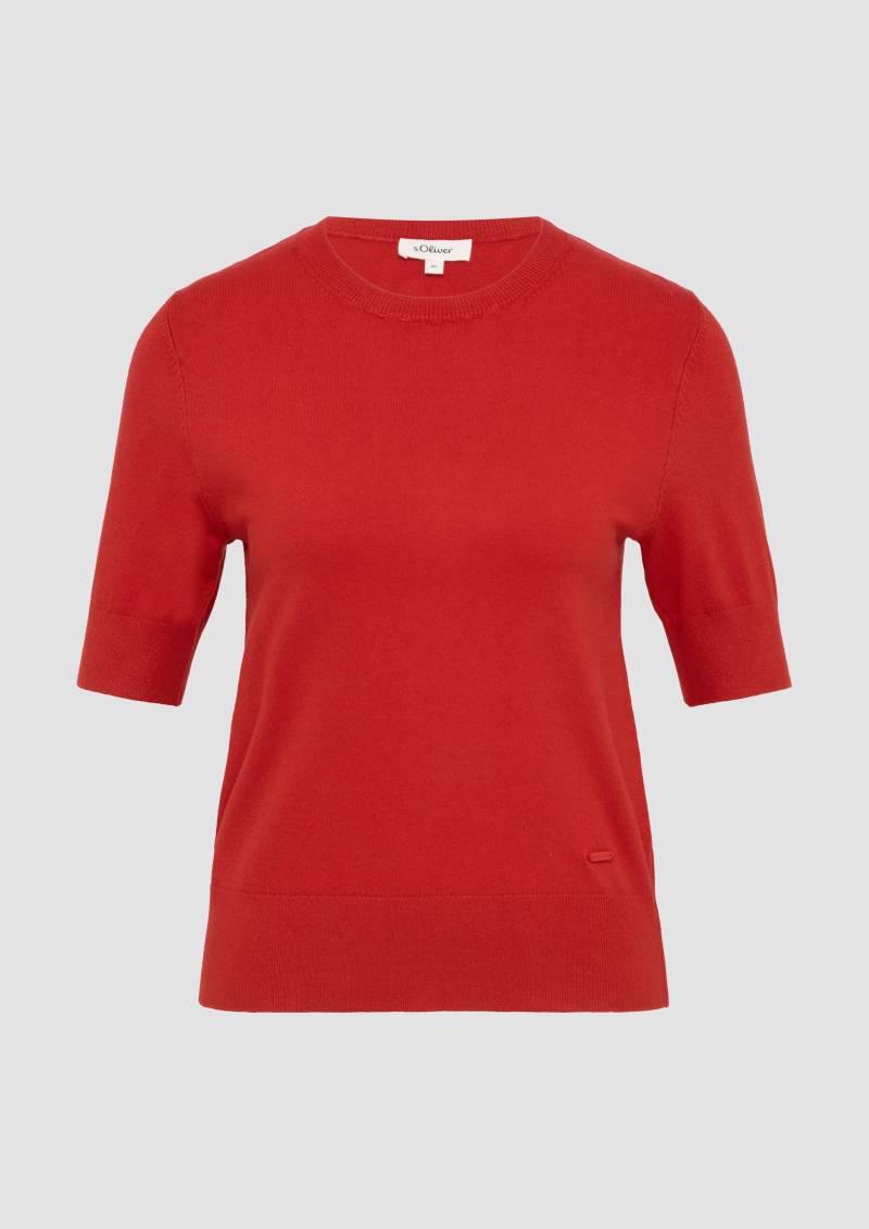 s.Oliver - Kurzärmeliger Strickpullover aus Viskosemix, Damen, rot von s.Oliver