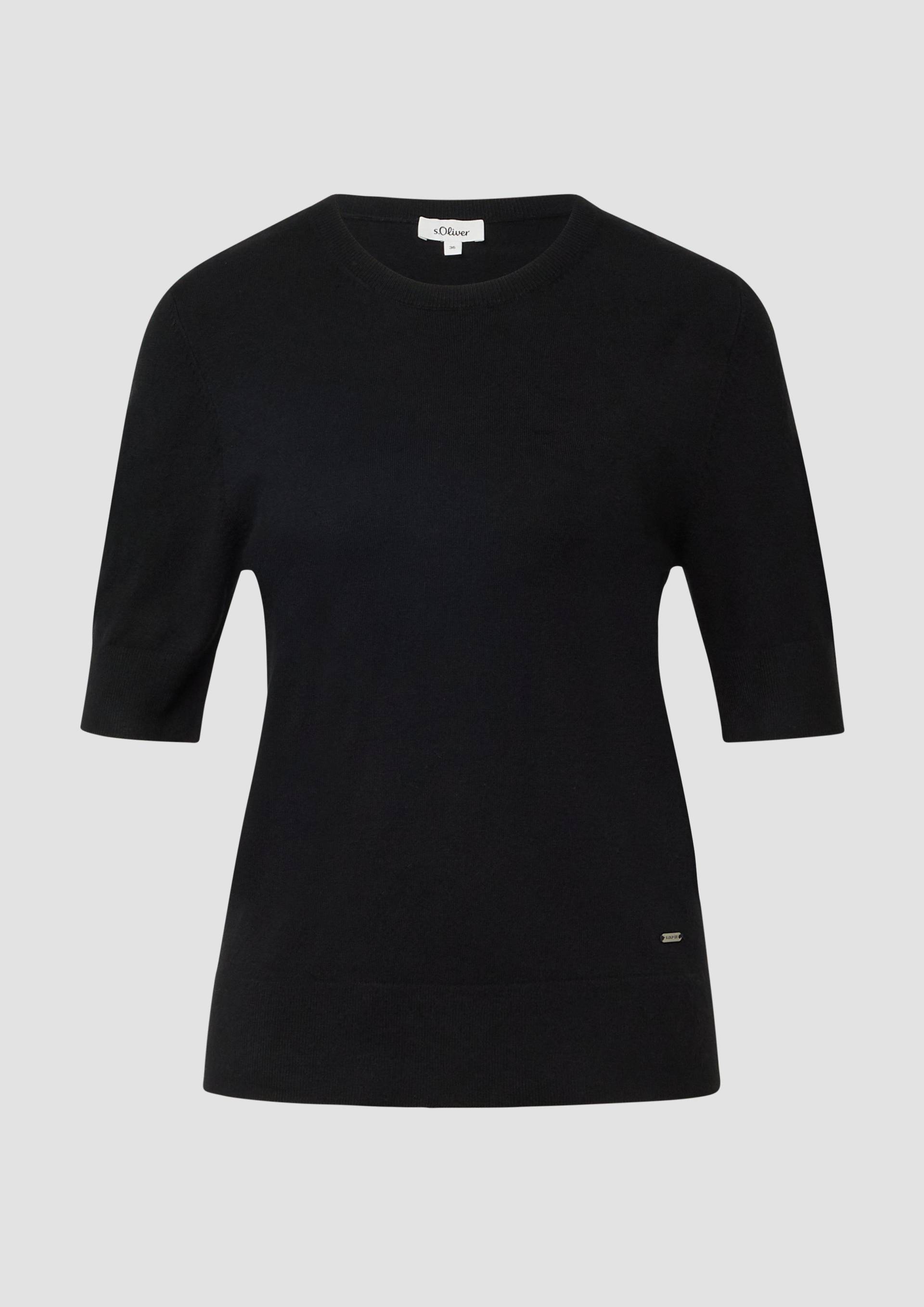 s.Oliver - Kurzärmeliger Strickpullover aus Viskosemix, Damen, schwarz von s.Oliver
